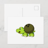 Schildkröte beim Bowling mit Bowlingkugel Postkarte (Vorne/Hinten)