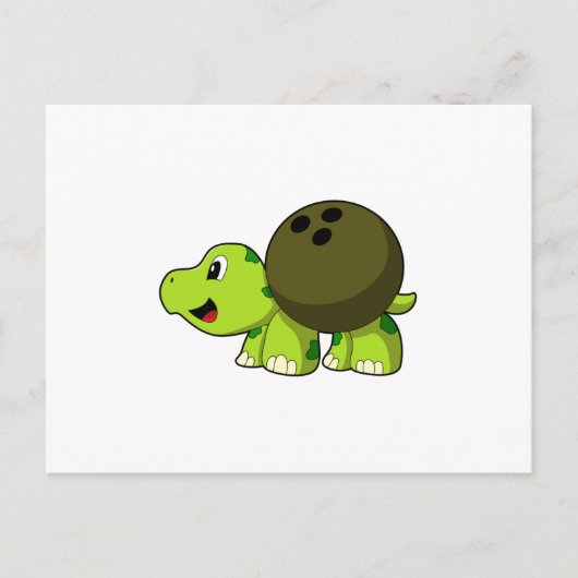 Schildkröte beim Bowling mit Bowlingkugel Postkarte (Vorderseite)