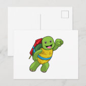 Schildkröte beim Fliegen mit Rakete Postkarte (Vorne/Hinten)