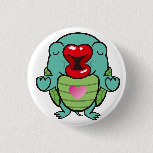 Schildkröte beim Küssen Button (Vorderseite)