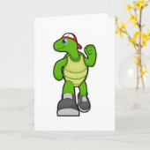 Schildkröte beim Laufen mit Cap Karte (Gelbe Blume)