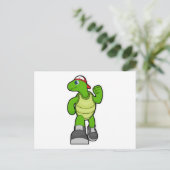 Schildkröte beim Laufen mit Cap Postkarte (Stehend Vorderseite)