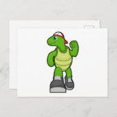 Schildkröte beim Laufen mit Cap Postkarte (Vorne/Hinten)
