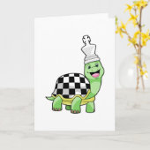 Schildkröte beim Schach mit Schachbrett und König Karte (Gelbe Blume)