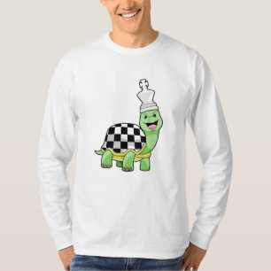 Schildkröte beim Schach mit Schachbrett und König T-Shirt