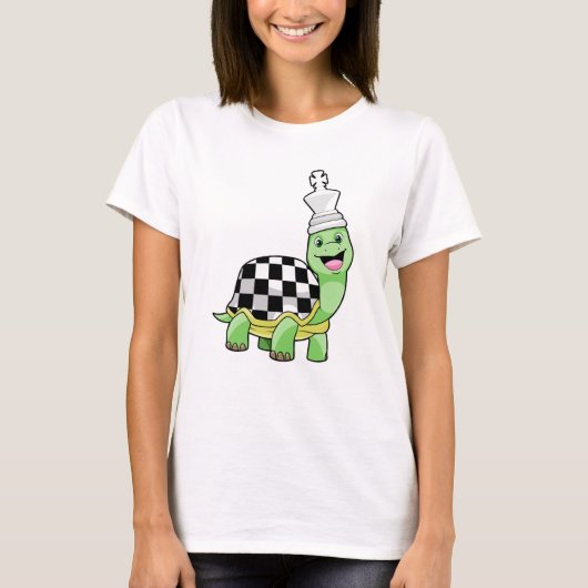 Schildkröte beim Schach mit Schachbrett und König T-Shirt (Vorderseite)