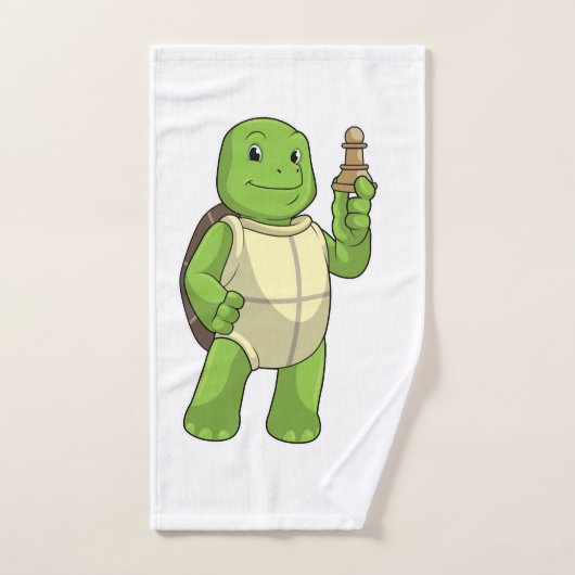 Schildkröte beim Schachspiel mit Schachfigur Bauer Handtuch (Handtuch)
