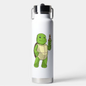 Schildkröte beim Schachspiel mit Schachfigur Bauer Trinkflasche (Vorderseite)