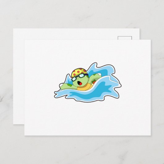 Schildkröte beim Schwimmen im Wasser Postkarte (Vorne/Hinten)