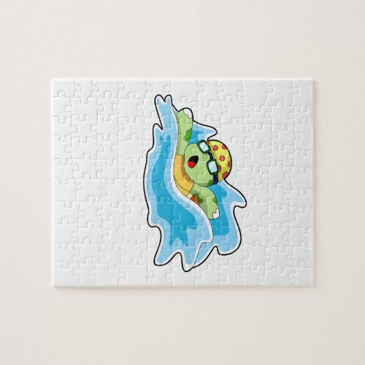Schildkröte beim Schwimmen im Wasser Puzzle (Horizontal)