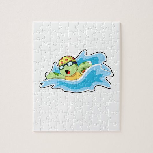 Schildkröte beim Schwimmen im Wasser Puzzle (Vertikal)