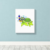 Schildkröte beim Tauchen mit Schnorchel Leinwanddruck (Insitu (Holzboden))