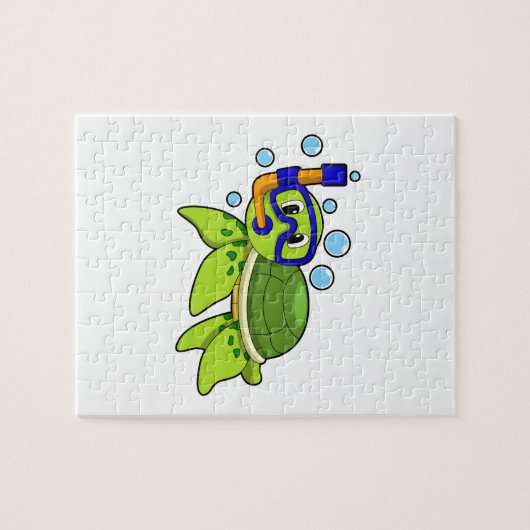 Schildkröte beim Tauchen mit Schnorchel Puzzle (Horizontal)