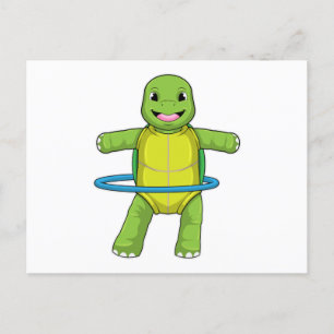 Schildkröte beim Training mit Fitnessreifen Postkarte