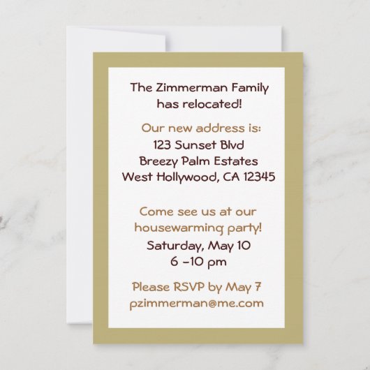 Schildkröte-bewegliche Mitteilung Einladung (Rückseite)