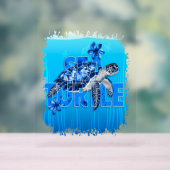 Schildkröte Blue Sea Square Acrylschild (Neutral)