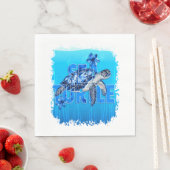 Schildkröte Blue Sea Square Serviette (Beispiel)