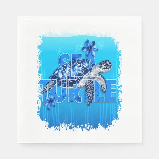 Schildkröte Blue Sea Square Serviette (Vorderseite)