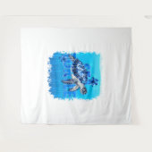 Schildkröte Blue Sea Square Wandteppich (Vorderseite (Horizontal))