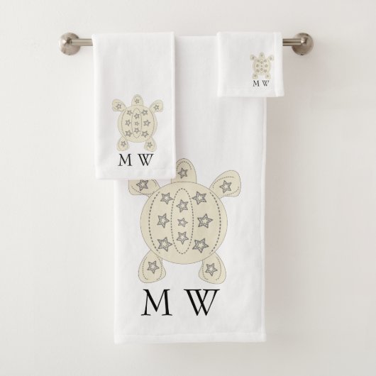 Schildkröte Design Monogramm Badhandtuch Set (Insitu)