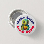 Schildkröte, die Erde wieder groß machen, Niedlich Button (Vorne & Hinten)