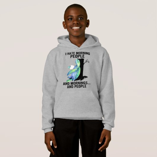 Schildkröte, die ich Morgenmenschen und Morgen Nie Hoodie (Vorne ganz)
