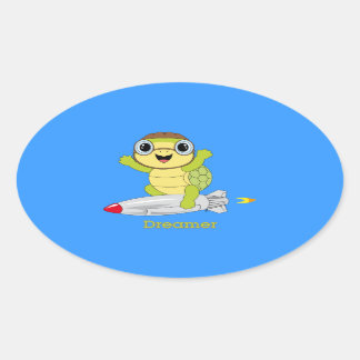 Schildkröte Dreamer™-Aufkleber Ovaler Aufkleber