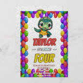 Schildkröte Einzigartiger Personalisierter Geburts Einladung (Vorne/Hinten)