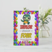 Schildkröte Einzigartiger Personalisierter Geburts Einladung (Stehend Vorderseite)