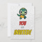 Schildkröte Einzigartiger Personalisierter Geburts Einladung (Rückseite)