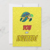 Schildkröte Einzigartiger Personalisierter Geburts Einladung (Rückseite)