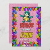 Schildkröte Einzigartiger Personalisierter Geburts Einladung (Vorne/Hinten)