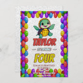 Schildkröte Einzigartiger Personalisierter Geburts Einladung (Vorne/Hinten)