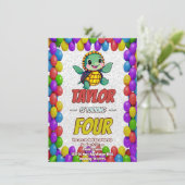 Schildkröte Einzigartiger Personalisierter Geburts Einladung (Stehend Vorderseite)