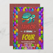Schildkröte Einzigartiger Personalisierter Geburts Einladung (Vorne/Hinten)