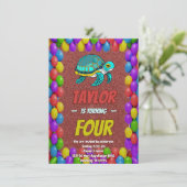 Schildkröte Einzigartiger Personalisierter Geburts Einladung (Stehend Vorderseite)