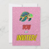 Schildkröte Einzigartiger Personalisierter Geburts Einladung (Rückseite)