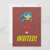Schildkröte Einzigartiger Personalisierter Geburts Einladung (Rückseite)