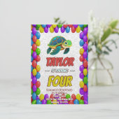 Schildkröte Einzigartiger Personalisierter Geburts Einladung (Stehend Vorderseite)