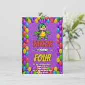 Schildkröte Einzigartiger Personalisierter Geburts Einladung (Stehend Vorderseite)