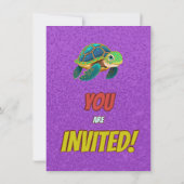 Schildkröte Einzigartiger Personalisierter Geburts Einladung (Rückseite)