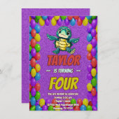 Schildkröte Einzigartiger Personalisierter Geburts Einladung (Vorne/Hinten)