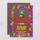 Schildkröte Einzigartiger Personalisierter Geburts Einladung (Vorne/Hinten)