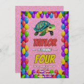 Schildkröte Einzigartiger Personalisierter Geburts Einladung (Vorne/Hinten)