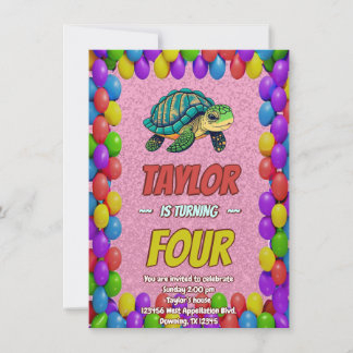 Schildkröte Einzigartiger Personalisierter Geburts Einladung