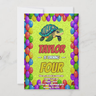 Schildkröte Einzigartiger Personalisierter Geburts Einladung