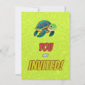 Schildkröte Einzigartiger Personalisierter Geburts Einladung (Rückseite)