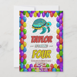 Schildkröte Einzigartiger Personalisierter Geburts Einladung