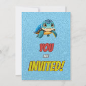 Schildkröte Einzigartiger Personalisierter Geburts Einladung (Rückseite)