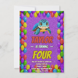 Schildkröte Einzigartiger Personalisierter Geburts Einladung